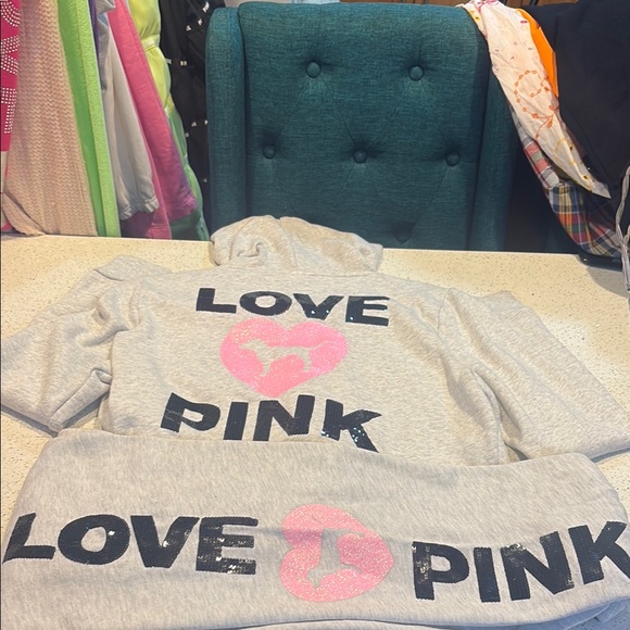 LOVE PINK ORIGINALS - HODDIE & SWEATPANTS SET - GLITTER -BLING & SEQUINS - Picture 4 of 14